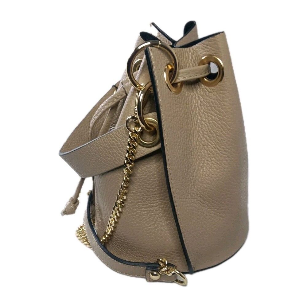 Divas Italian Leather Bucket Handbag Crossbody Bag Taupe - Picture 5 of 10
